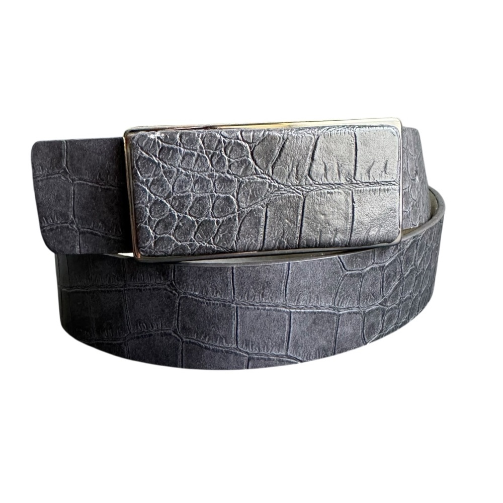 Vintage Alligator Embossed Leather Belt Navy Blue Y2K Nine West Unisex S / M